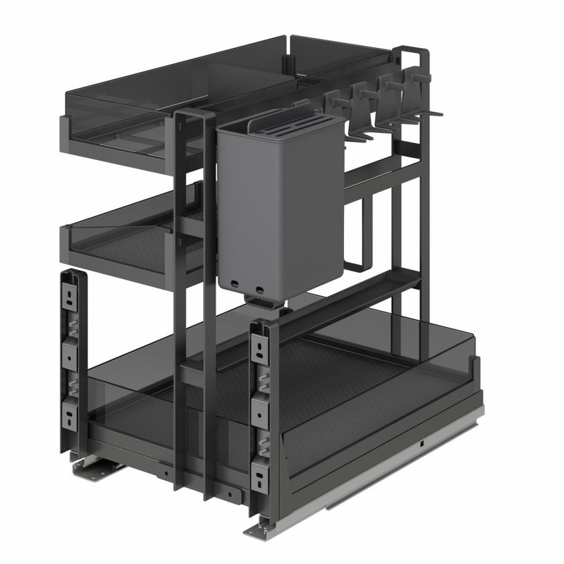 Tempered Glass Kitchen Cabinet Multifunction Basket