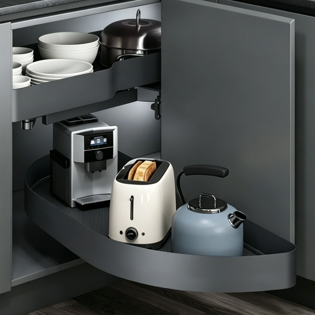 Metal Plate Wooden Base Kitchen Blind Corner Pull Out Basket