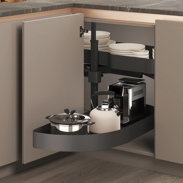 Premium Metal Frame Wood Base Pull Out Basket Corner Pull Out