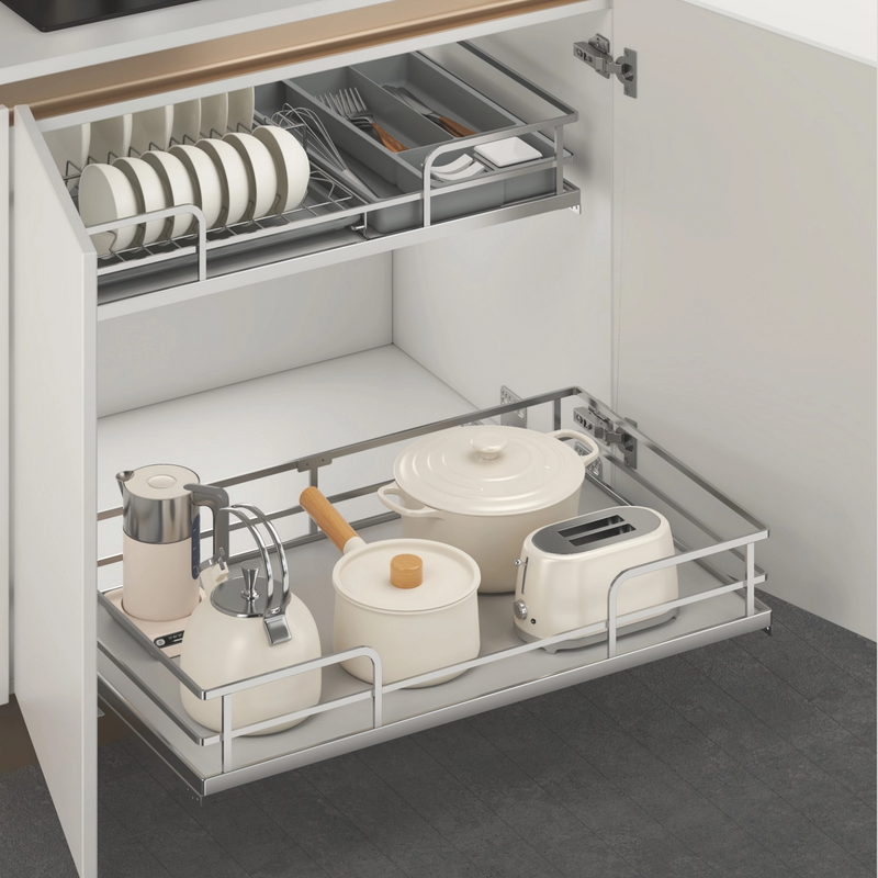 Flat Wire Kitchen Cabinet Pull Out Basket