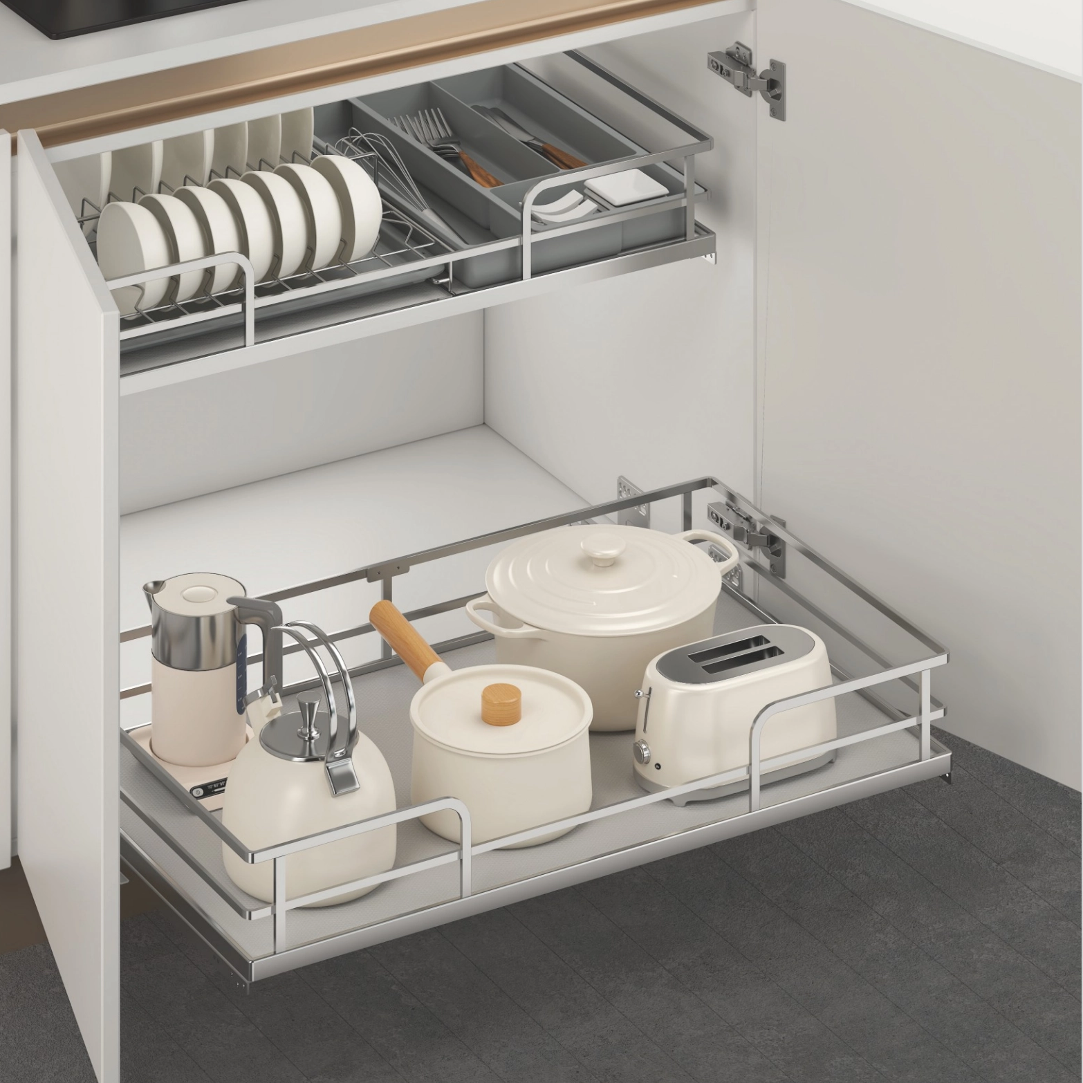 Flat Wire Kitchen Cabinet Pull Out Basket