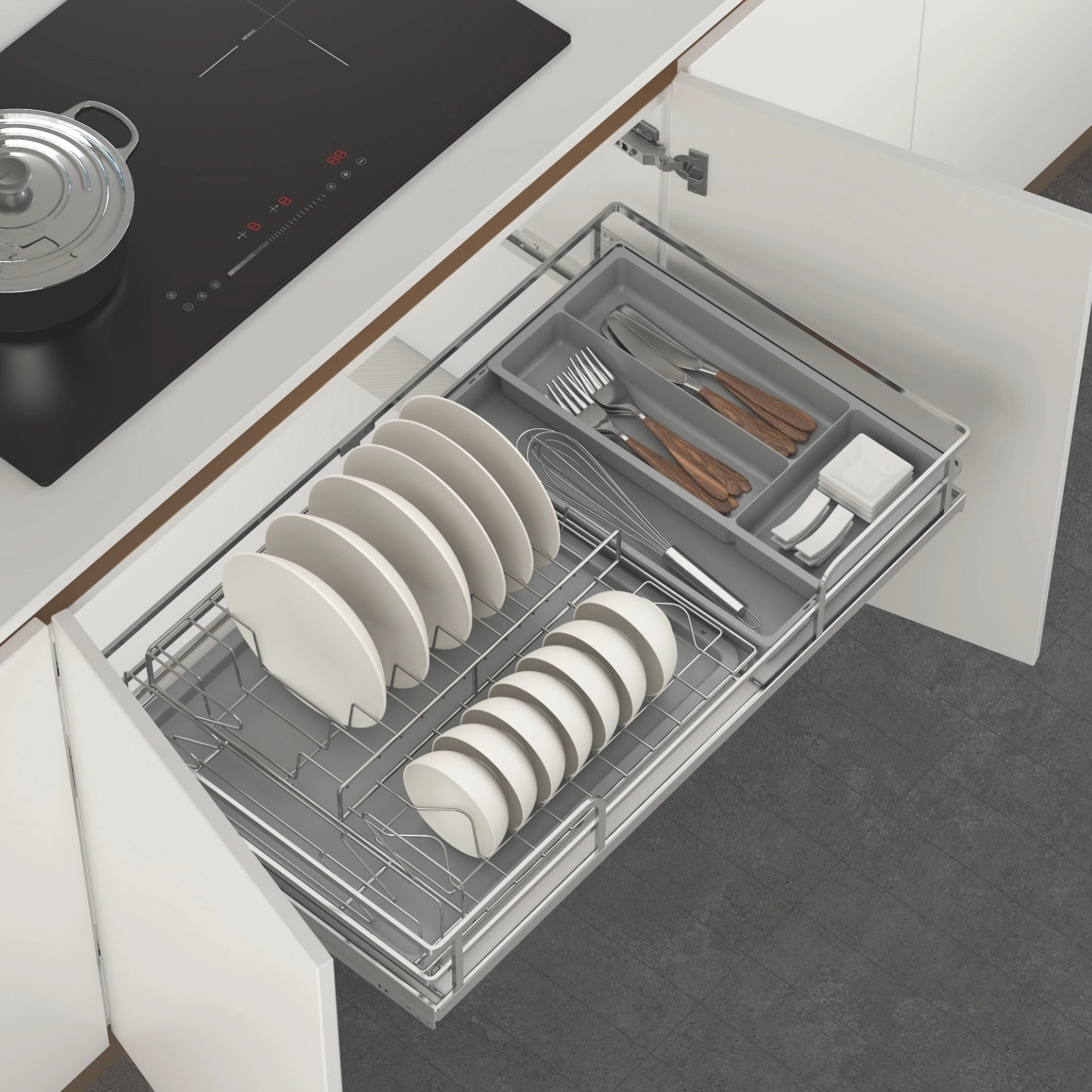 Kitchen Cabinet Pullout Dish Basket Flat Wire 