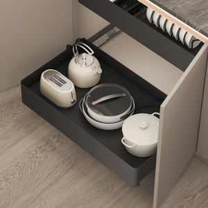 Premium Metal Frame Wood Base Pull Out Flat Basket 
