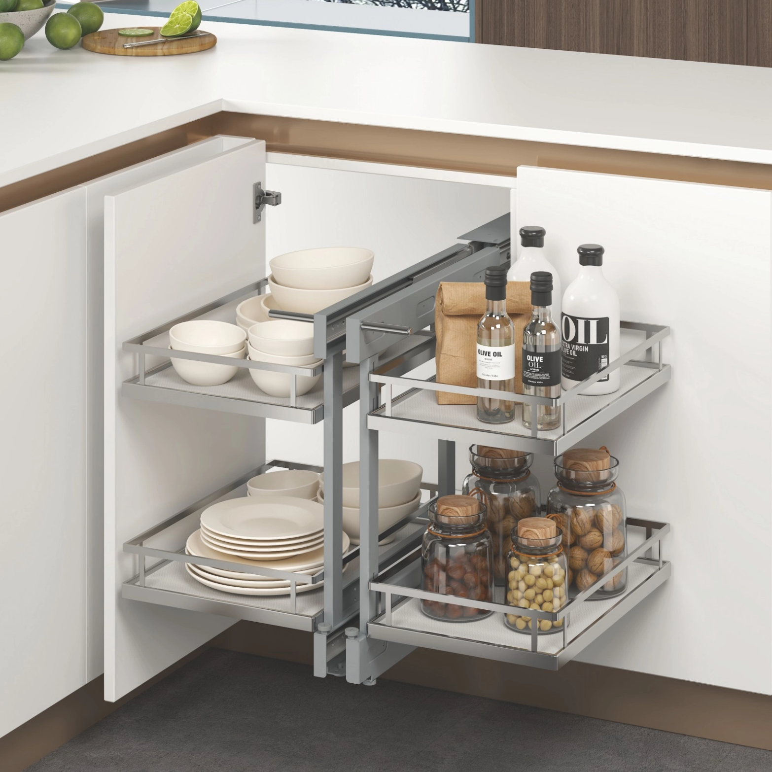 Flat Wire Wooden Base Show Hand Corner Basket