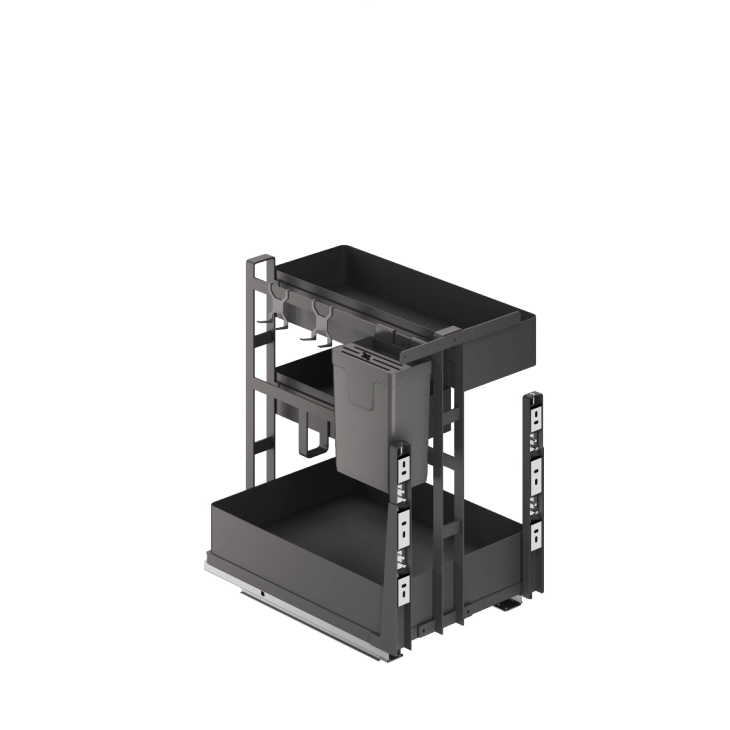 Premium Metal Frame Wood Base Pull Out Multi-Function Basket 