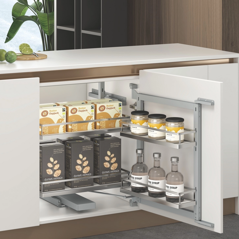 Kitchen Flat Wire 2 Layers Corner Pantry Pull Out Basket