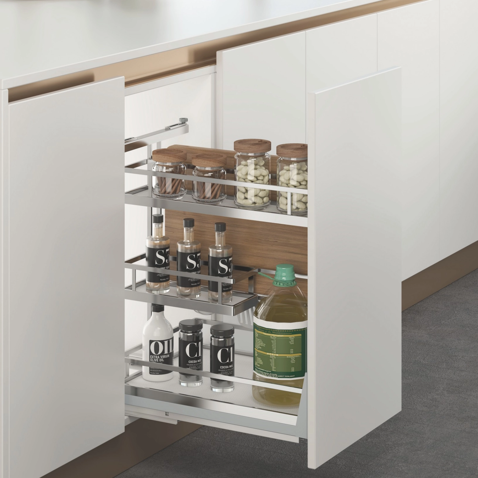 Kitchen Cabinet Multifunction Pullout Basket Flat Wire 