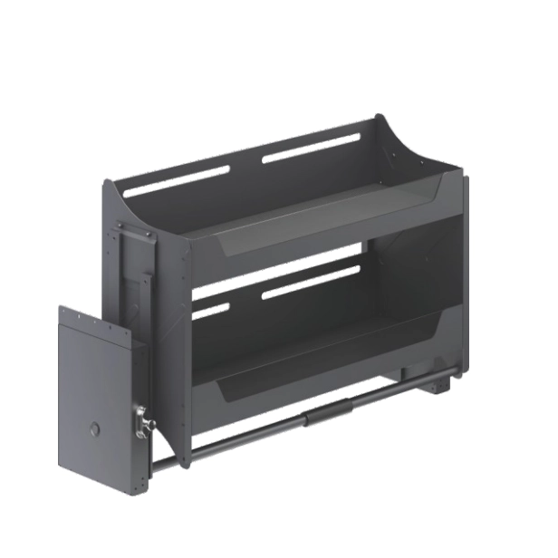 Metal And Glass Frame Wood Base Kitchen Lift Up Wall Cabinet Basket