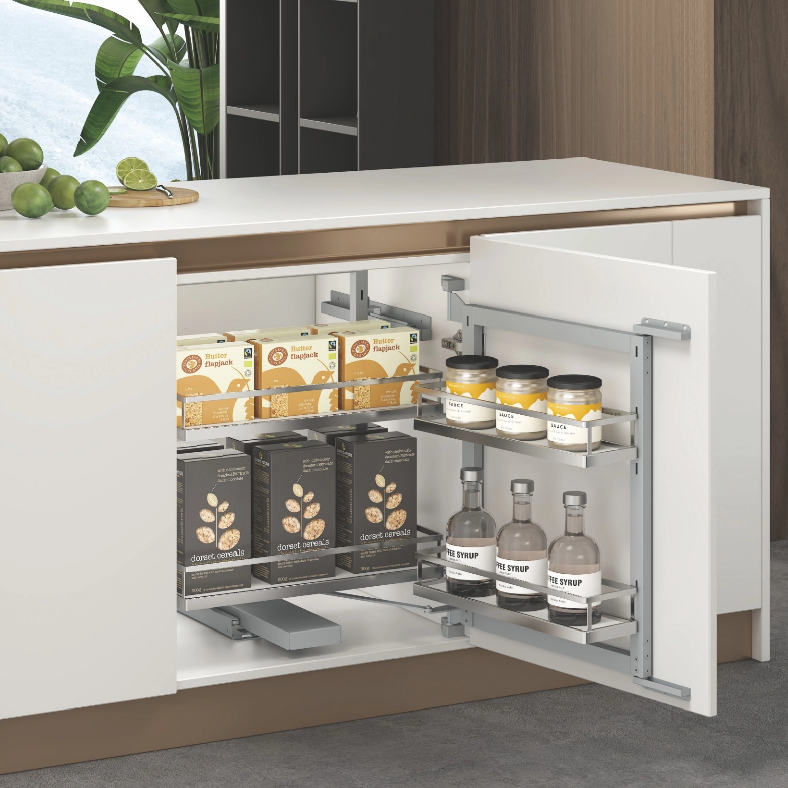 Kitchen Flat Wire 2 Layers Corner Pantry Pull Out Basket