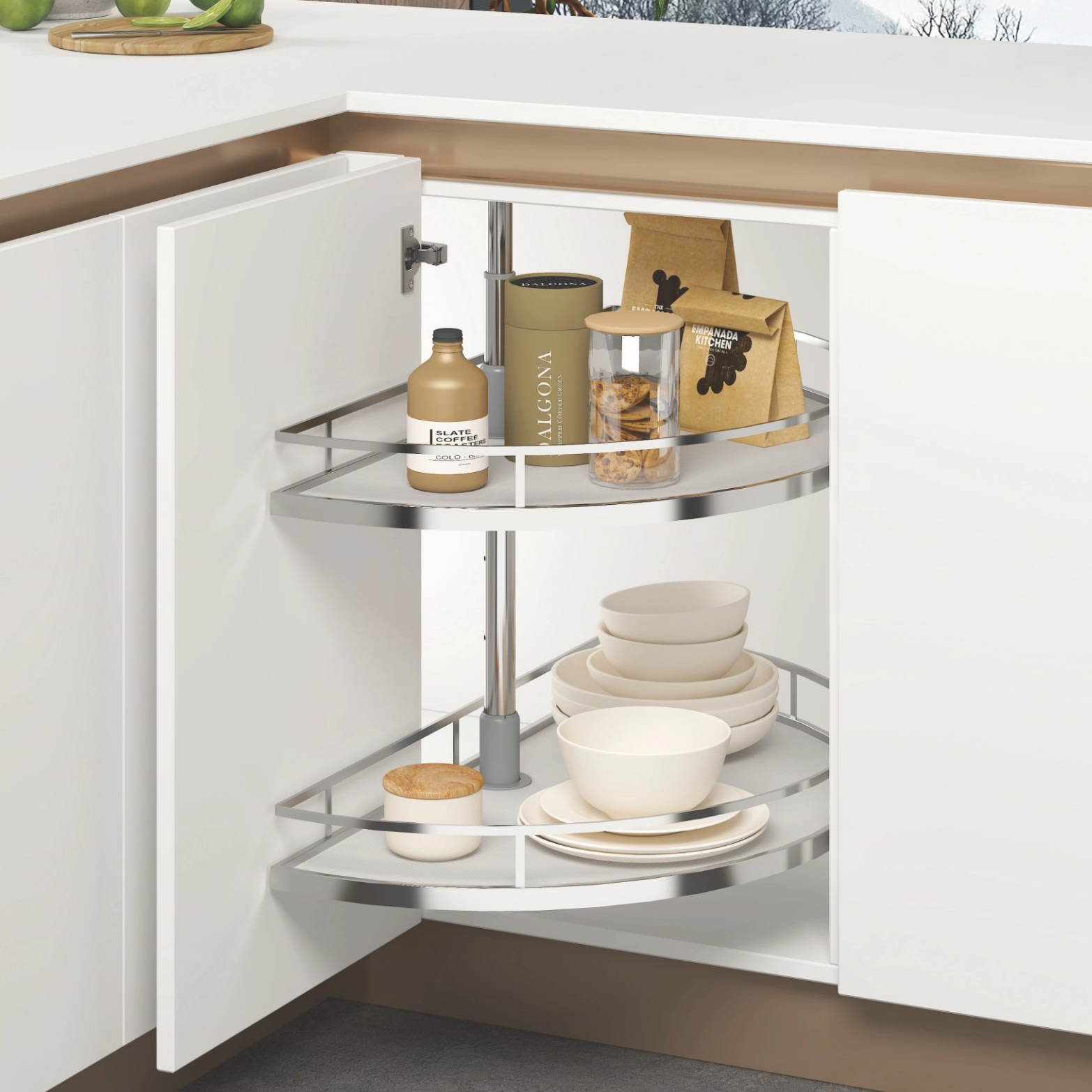 Durable 180° Swivel Cabinet Organizer Basket