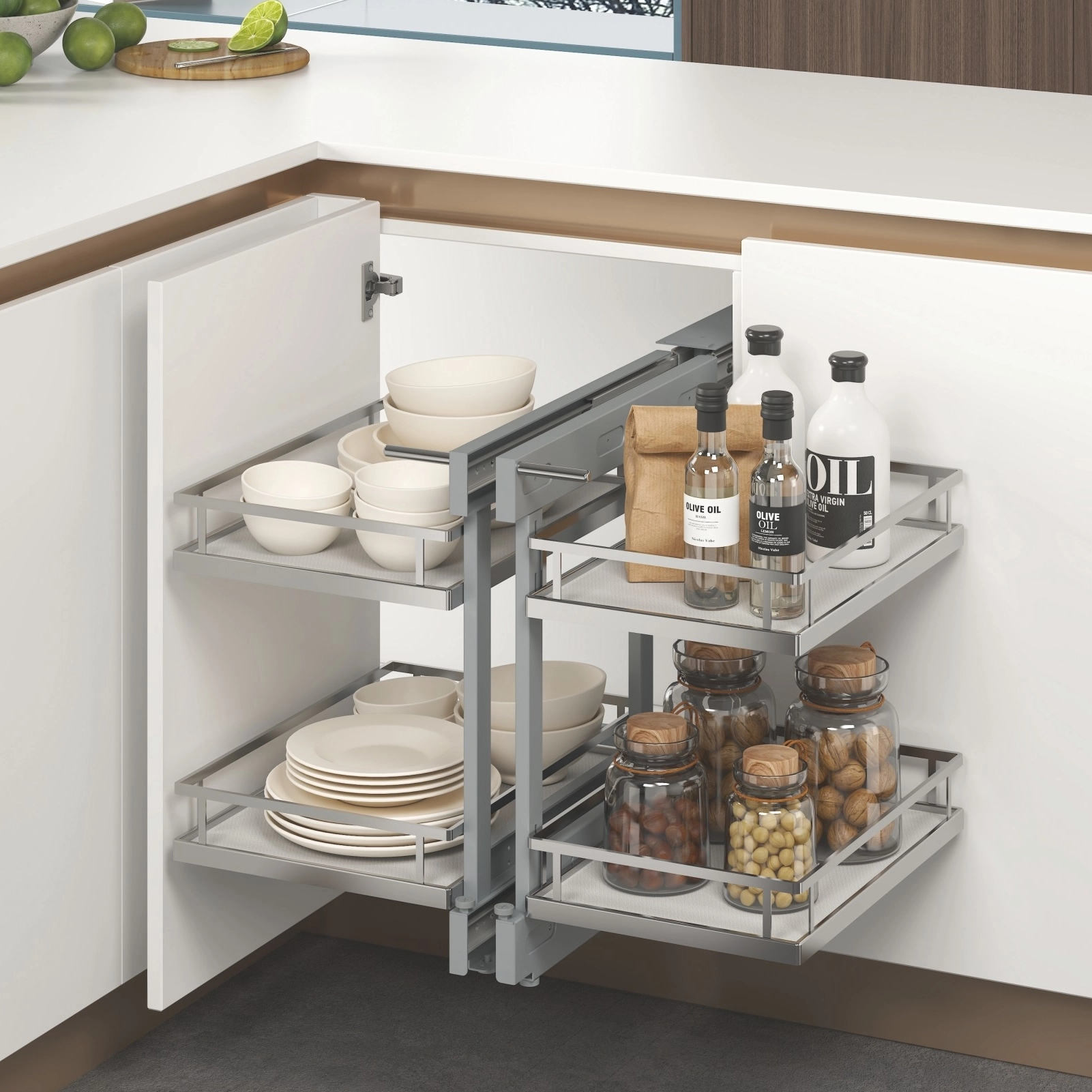 Flat Wire Wooden Base Show Hand Corner Basket