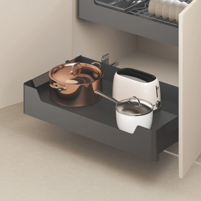 Metal And Glass Frame Wood Base Kitchen Pull Out Flat Basket