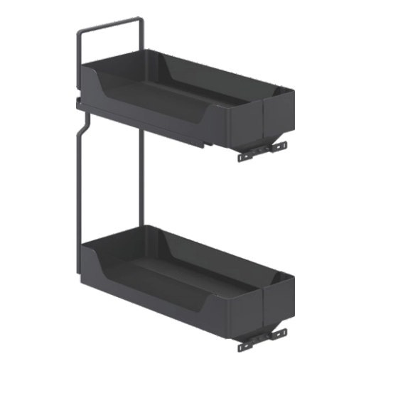 Metal And Glass Frame Wood Base Kitchen Pull Out Narrow Basket